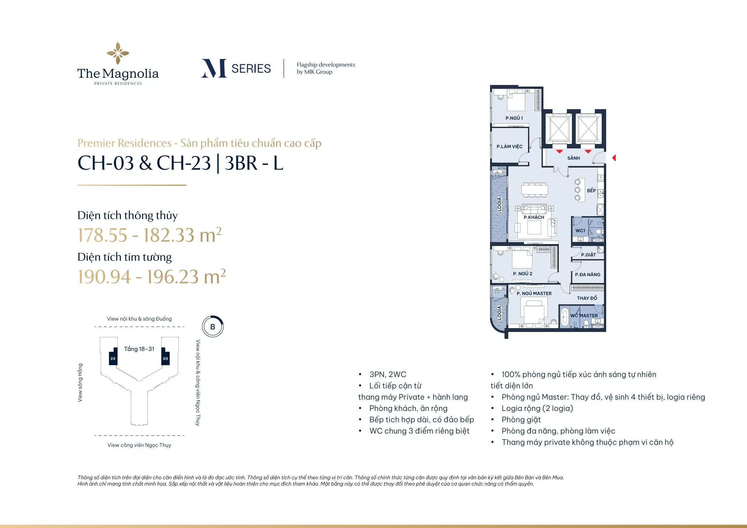 Mat bang can 3 ngu lon CH03 CH23 the magnolia