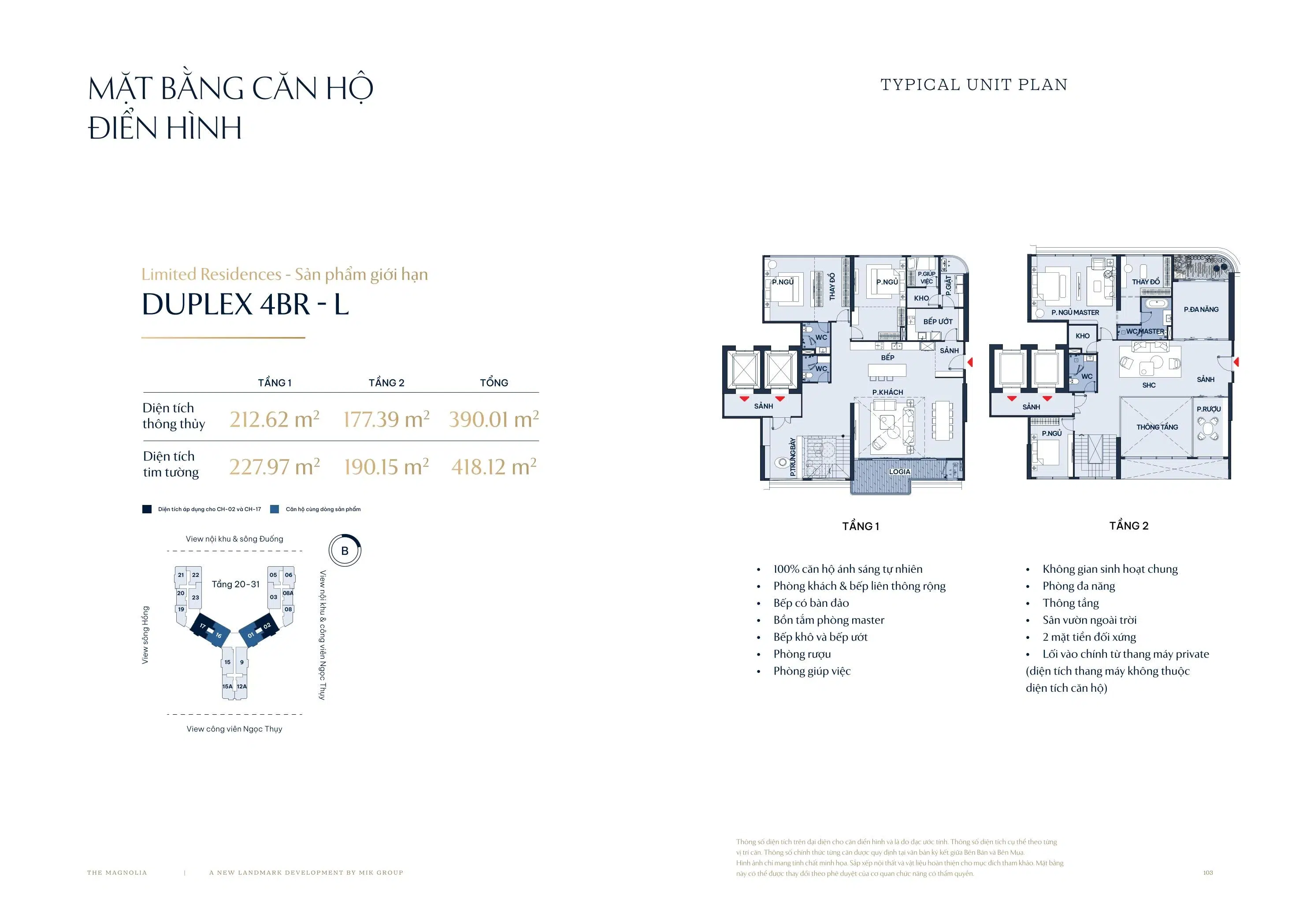 Mat bang duplex 4 ngu the magnolia